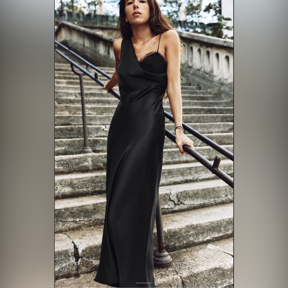 Zara One Shoulder Black Dress